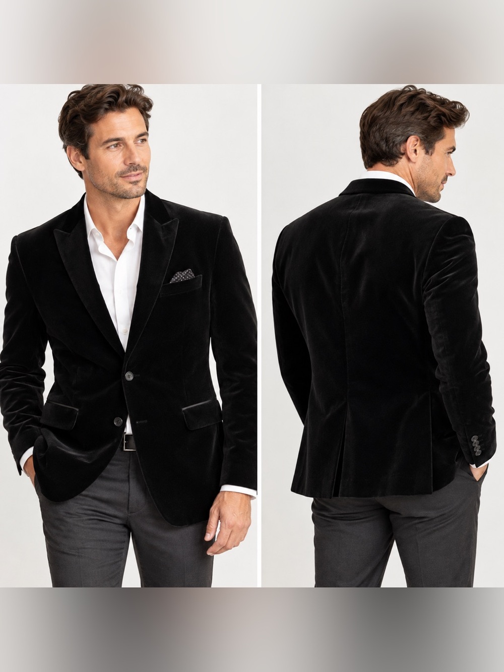Banana Republic Black Velvet Blazer 38S Tailored Fit Tuxedo Style